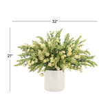 White Plastic and Ceramic Natural Artificial Foliage 21 x 32 x 32 In - 32 x 32 x 21