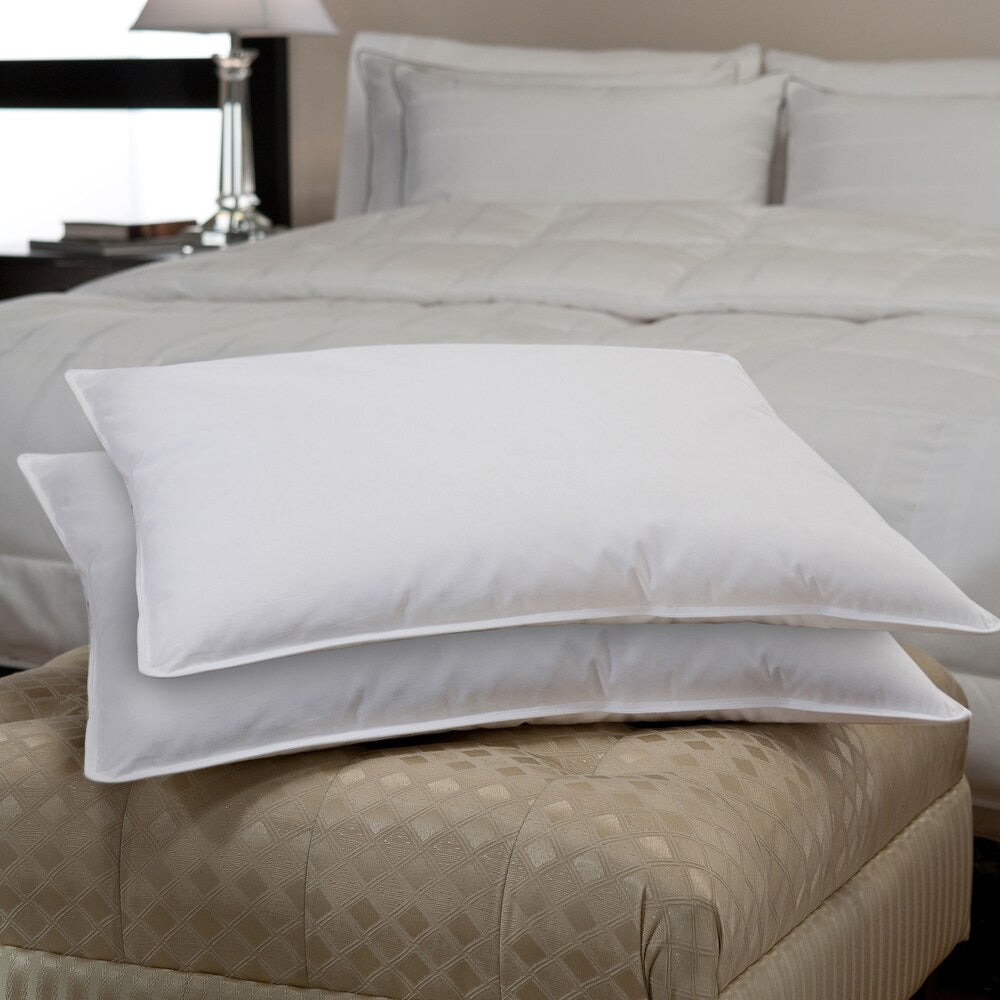 White Plush-top Medium-Density Goose Feather Pillows (Set of 2)