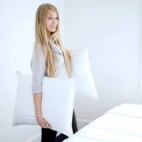 White Plush-top Medium-Density Goose Feather Pillows (Set of 2)