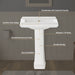 White Porcelain Rectangular Pedestal Bathroom Sink with Overflow