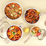 White Pots and Pans Set Non Stick, Ceramic Cookware Set Kitchen Cooking Sets Induction Pot and Pan w/Frying Pans