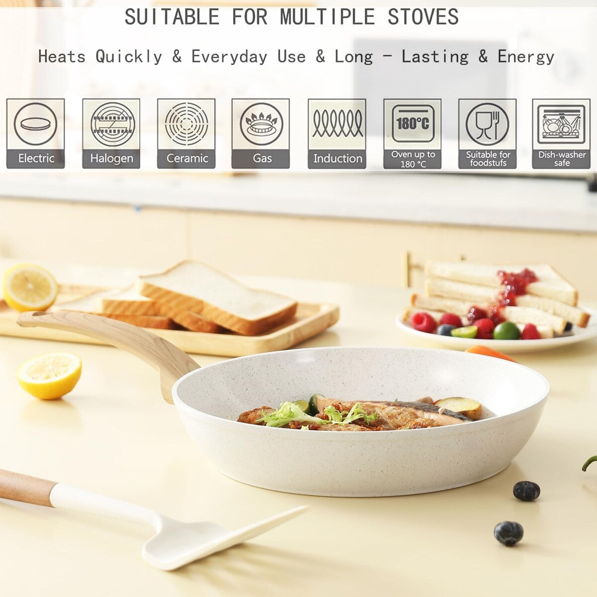 White Pots and Pans Set Non Stick, Ceramic Cookware Set Kitchen Cooking Sets Induction Pot and Pan w/Frying Pans