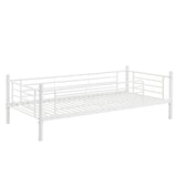 White Separable Twin-Twin-Twin Metal Frame Triple Bunk Bed with Built-in Ladder, Total 3 Metal Twin Beds