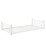 White Separable Twin-Twin-Twin Metal Frame Triple Bunk Bed with Built-in Ladder, Total 3 Metal Twin Beds