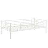 White Separable Twin-Twin-Twin Metal Frame Triple Bunk Bed with Built-in Ladder, Total 3 Metal Twin Beds