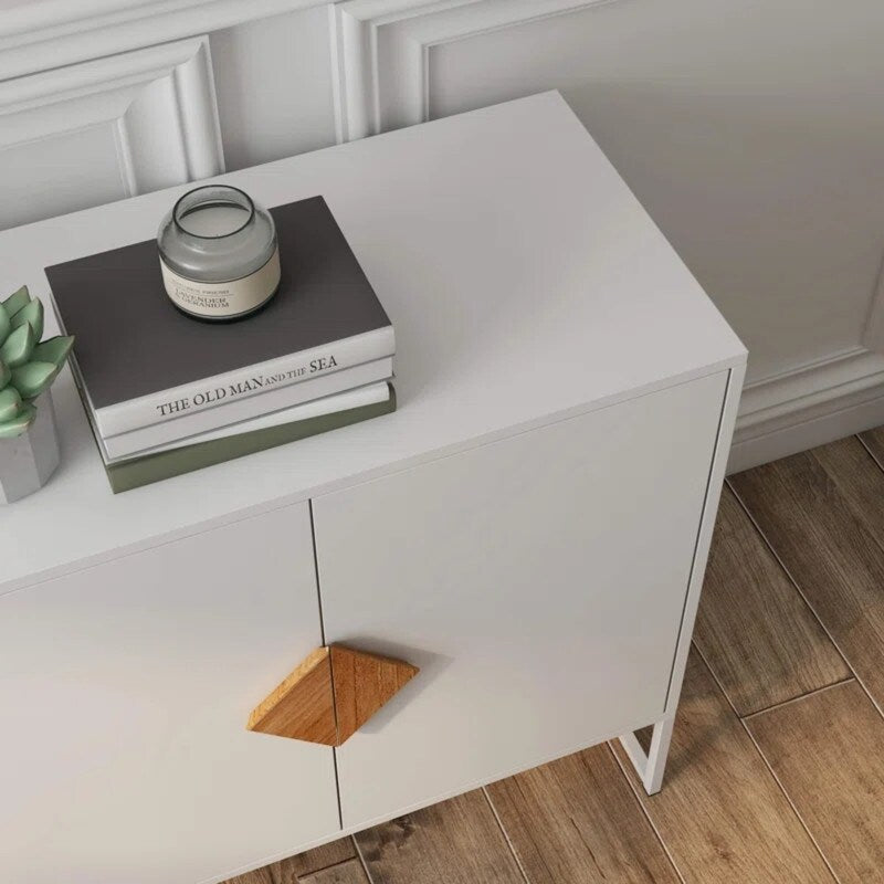 White Sideboard with 4 Doors Televison Table Entryway Cupboard Furniture, Storage Cabinet for Kitchen Buffet