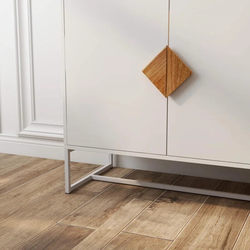 White Sideboard with 4 Doors Televison Table Entryway Cupboard Furniture, Storage Cabinet for Kitchen Buffet