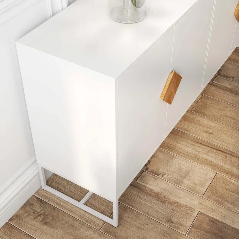 White Sideboard with 4 Doors Televison Table Entryway Cupboard Furniture, Storage Cabinet for Kitchen Buffet