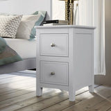 Modern White Solid Wood 2-Drawer Nightstand End Table