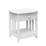 White Solid Wood Mission Side Table: 1-Drawer Bedside & Living Room End Table