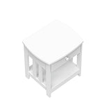 White Solid Wood Mission Side Table: 1-Drawer Bedside & Living Room End Table