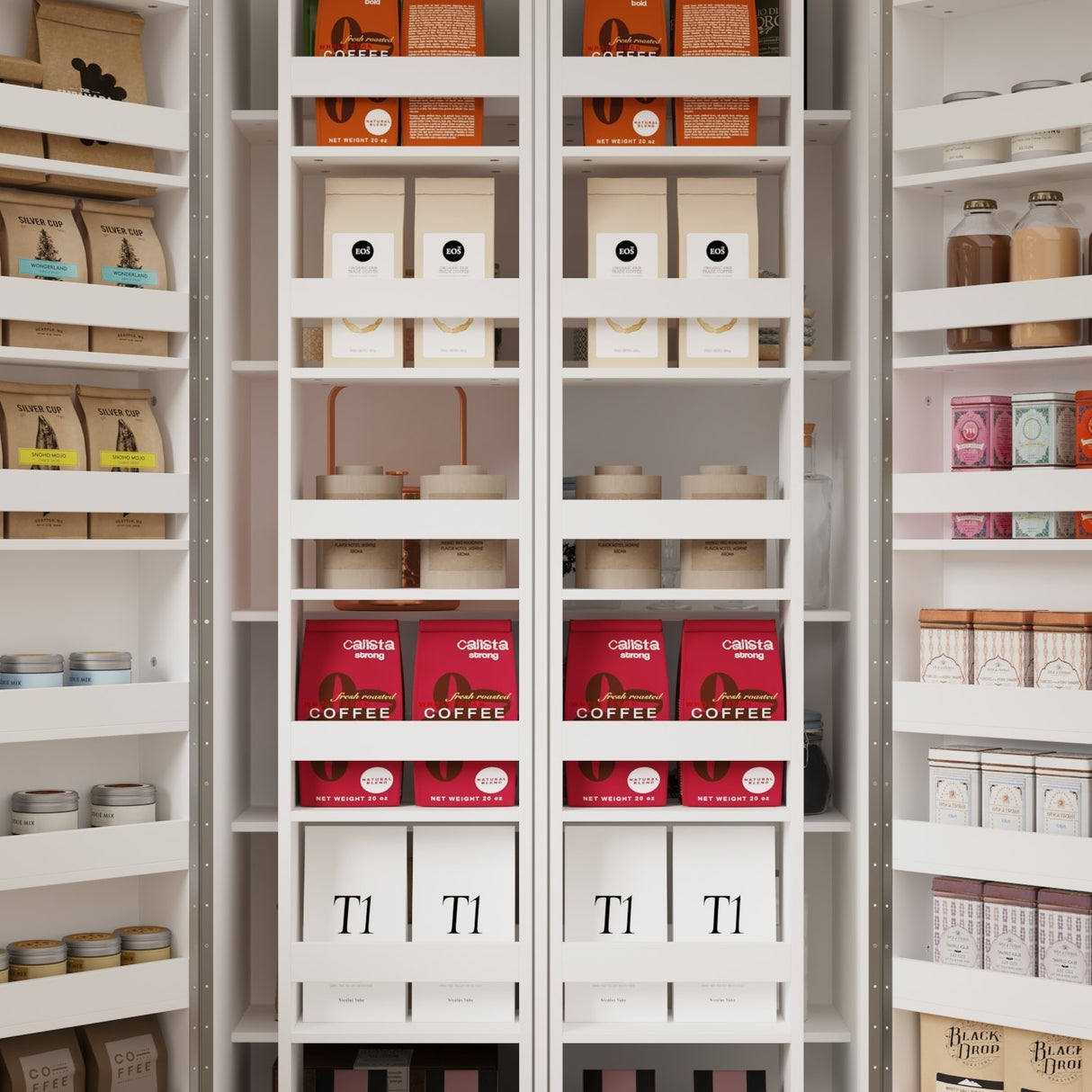 White Storage Cabinet: Kitchen Pantry, Buffet, Large 72.2"H Bookshelf