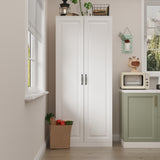 White Storage Cabinet: Kitchen Pantry, Buffet, Large 72.2"H Bookshelf