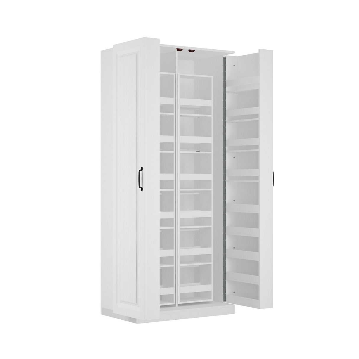 White Storage Cabinet: Kitchen Pantry, Buffet, Large 72.2"H Bookshelf