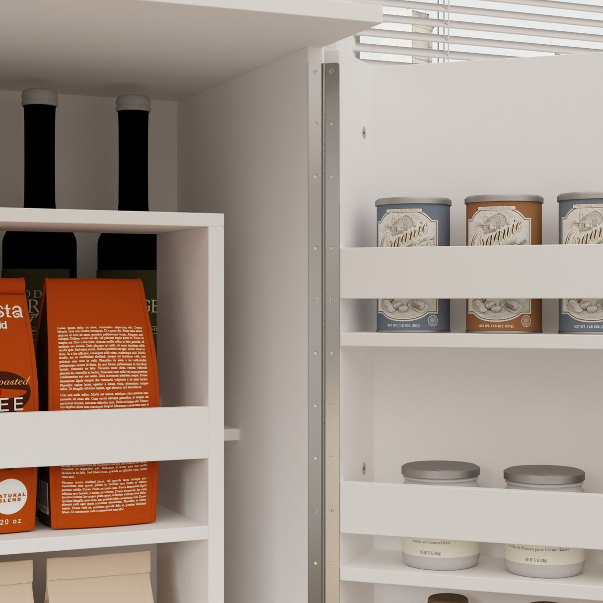 White Storage Cabinet: Kitchen Pantry, Buffet, Large 72.2"H Bookshelf
