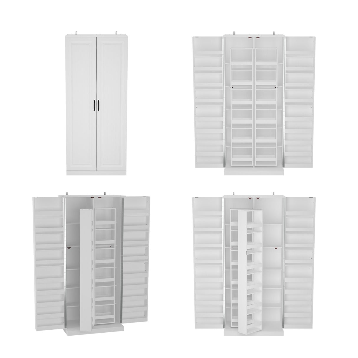 White Storage Cabinet: Kitchen Pantry, Buffet, Large 72.2"H Bookshelf