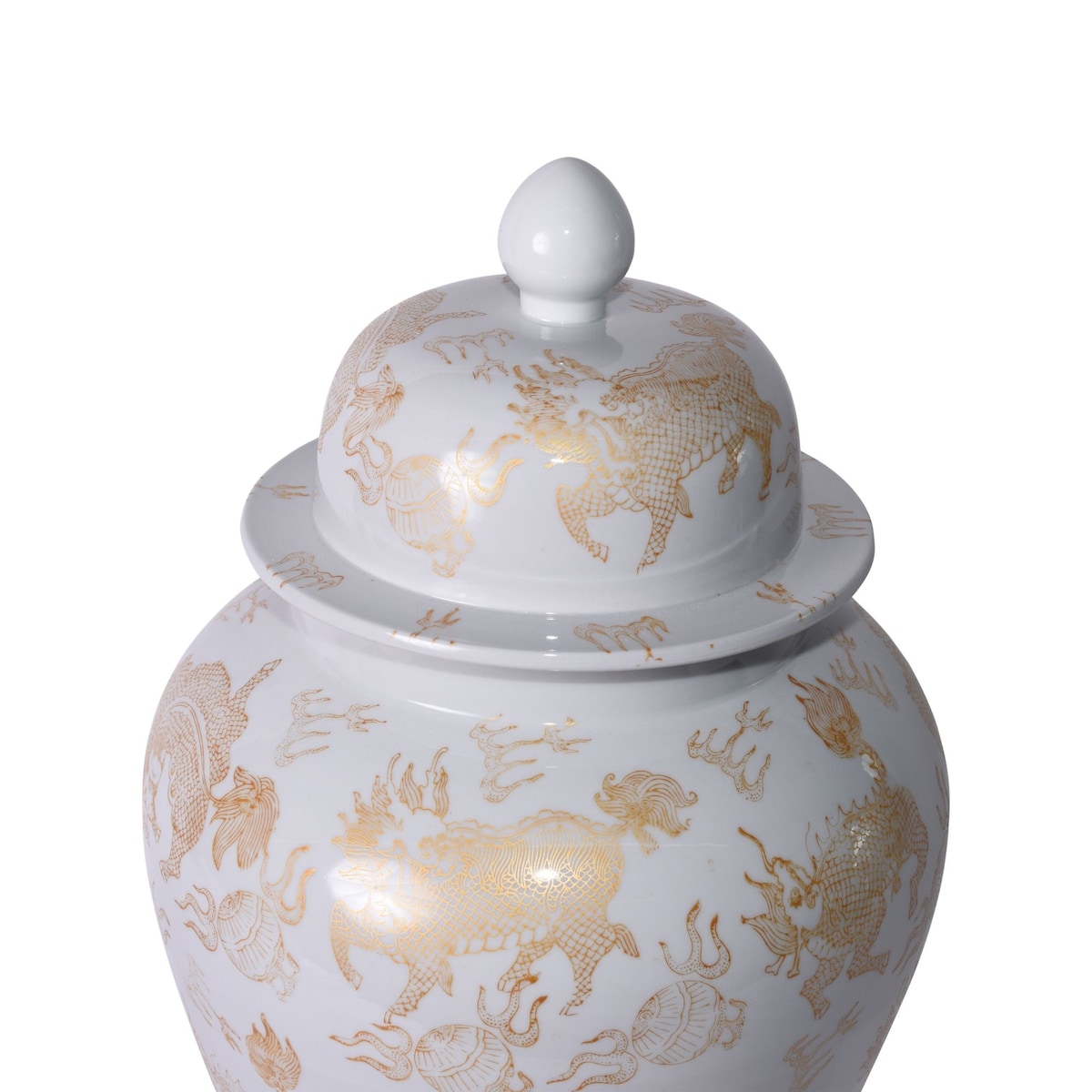 White Temple Jar Gold Kylin - 26H