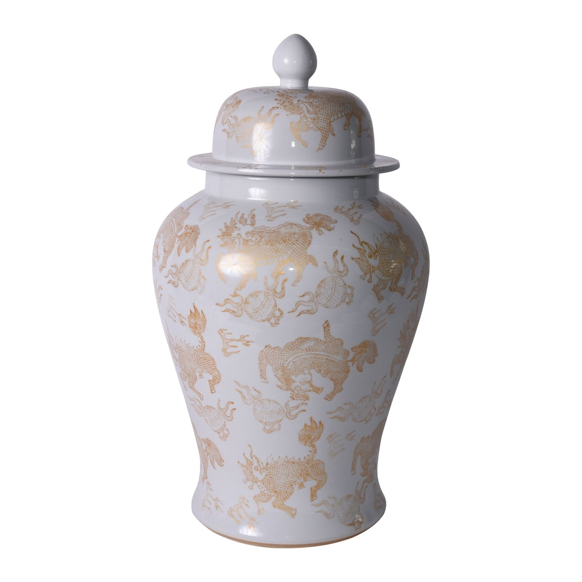 White Temple Jar Gold Kylin - 26H