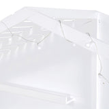 White Twin Size House Bed with Shelves, Window and Sparkling Light Strip on The Roof