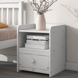 White Twin SizeModern Bed with Nightstand, Ideal for Kids, Teens, and Adults, Sturdy Construction, No Box Spring Needed