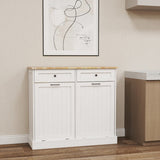 White Two Drawers and Two-Compartment Tilt-Out Trash Cabinet,itchen Trash Cabinet
