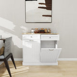 White Two Drawers and Two-Compartment Tilt-Out Trash Cabinet,itchen Trash Cabinet