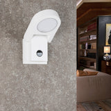 White Wall Light Outdoor PIR Sensor Integrated LED Wall Mount Lamp Round Wall Sconce Lighting with Motion Sensor