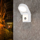 White Wall Light Outdoor PIR Sensor Integrated LED Wall Mount Lamp Round Wall Sconce Lighting with Motion Sensor
