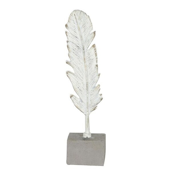 White Washed Feather on Stand Large