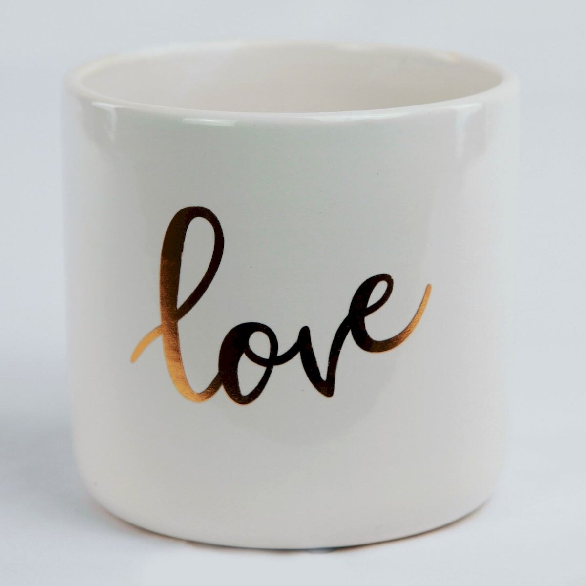 White With Gold Love Planter