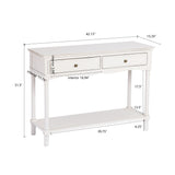 Distressed White Wood 2-Drawer 1-Shelf Console and Entry Table