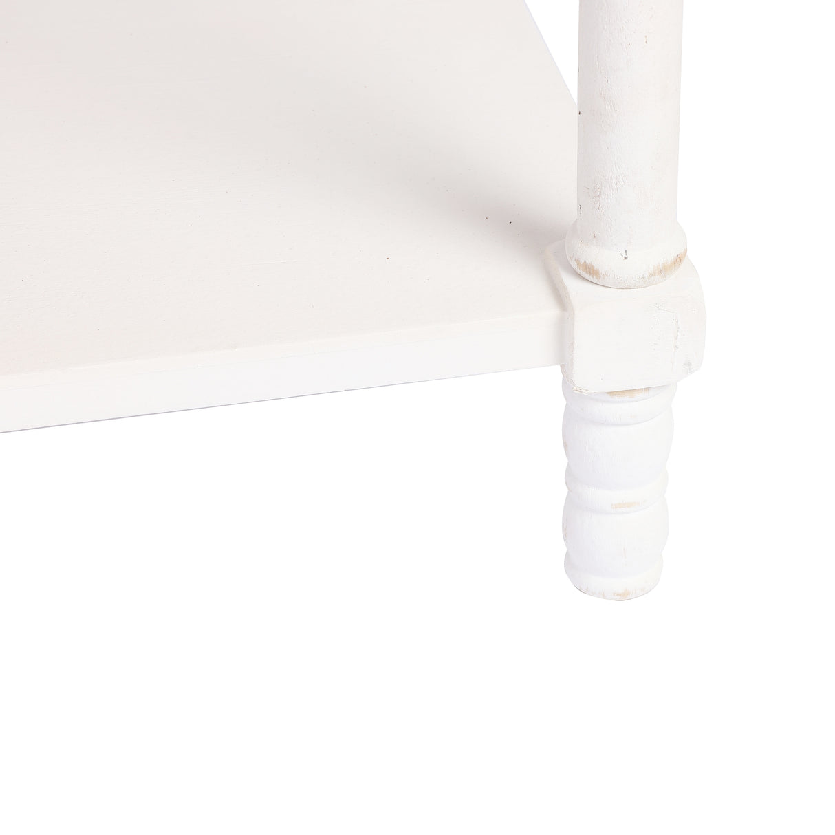Distressed White Wood 2-Drawer 1-Shelf Console and Entry Table