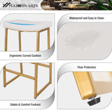 White & Gold Bar Stools Set of 2 for Kitchen Counter Backless Counter Height 24 Inches Saddle Stools Modern Gold Barstools