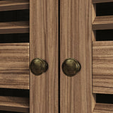 White and Brown Shutter Door Closet Large Storage Capacity Armoire