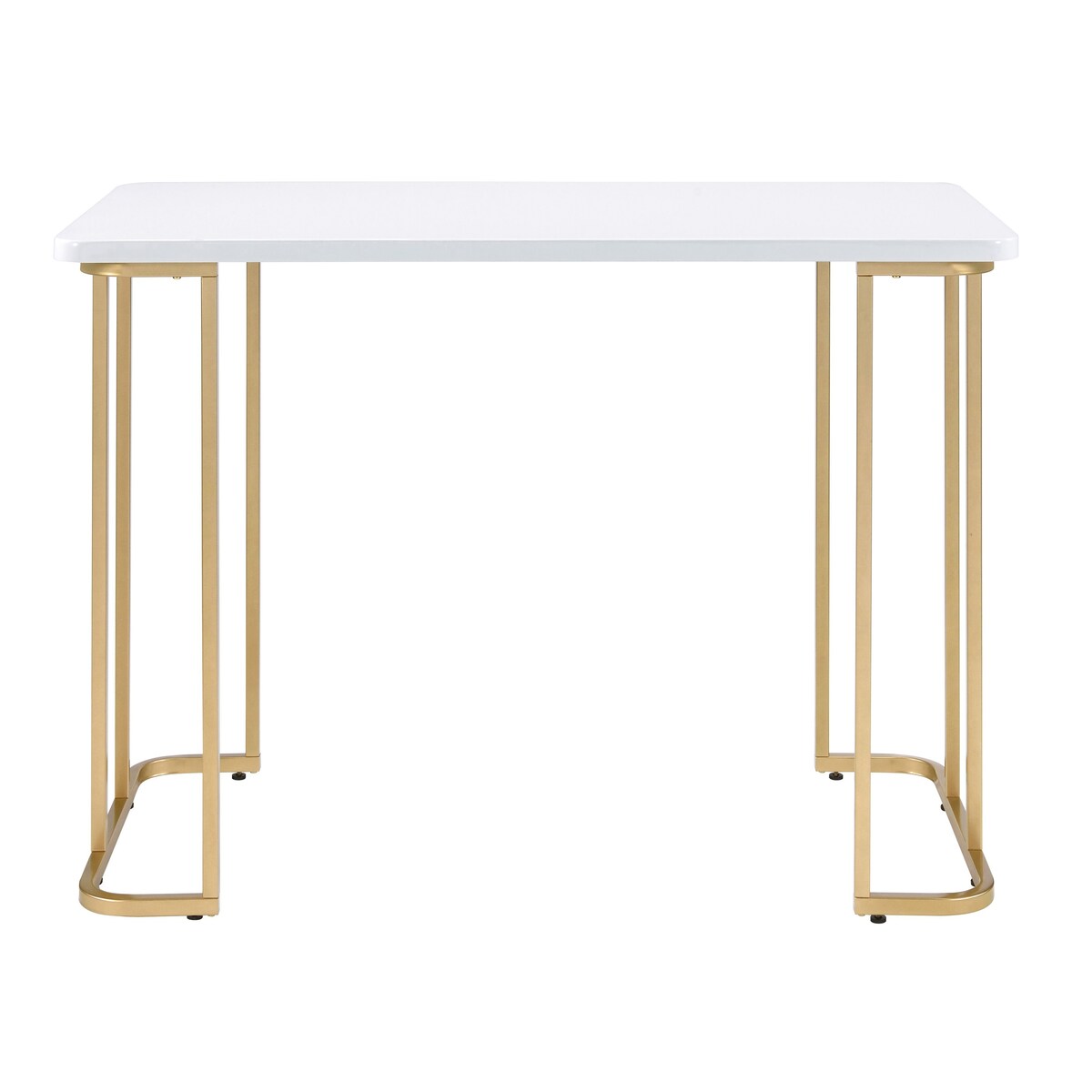 White and Gold Writing Desk with an Open Base Design