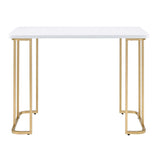 White and Gold Writing Desk with an Open Base Design