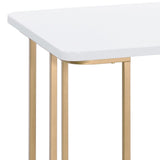 White and Gold Writing Desk with an Open Base Design