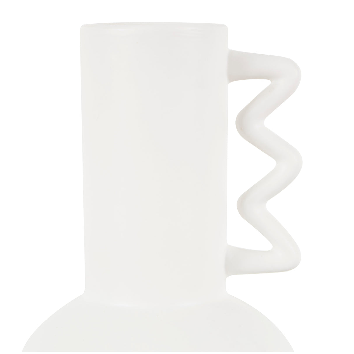 White or Black Ceramic Vase with Varying Shapes and Wavy Handles (Set of 2)
