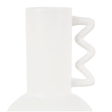 White or Black Ceramic Vase with Varying Shapes and Wavy Handles (Set of 2)