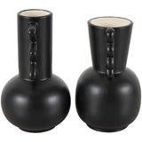 White or Black Ceramic Vase with Varying Shapes and Wavy Handles (Set of 2)