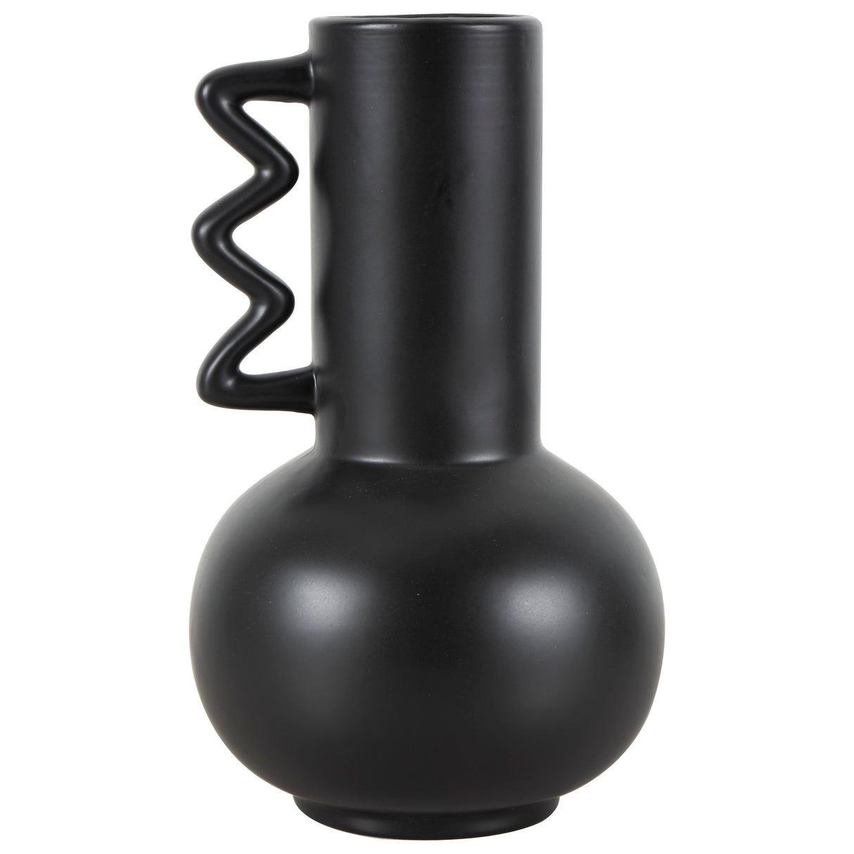 White or Black Ceramic Vase with Varying Shapes and Wavy Handles (Set of 2)