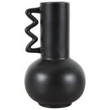 White or Black Ceramic Vase with Varying Shapes and Wavy Handles (Set of 2)