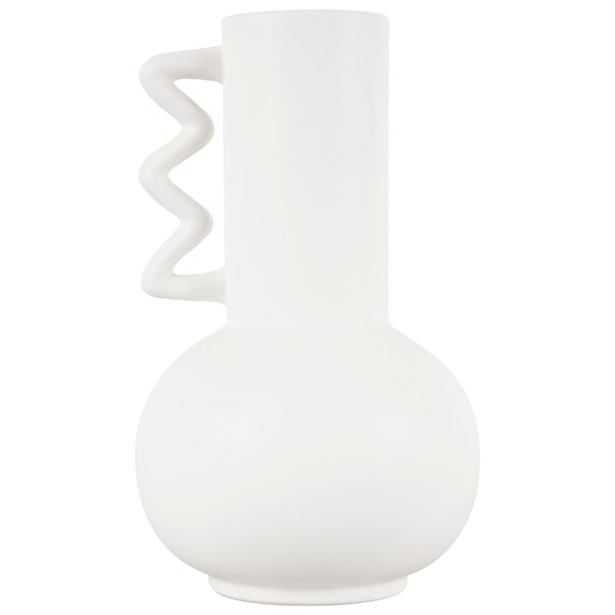White or Black Ceramic Vase with Varying Shapes and Wavy Handles (Set of 2)