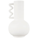 White or Black Ceramic Vase with Varying Shapes and Wavy Handles (Set of 2)