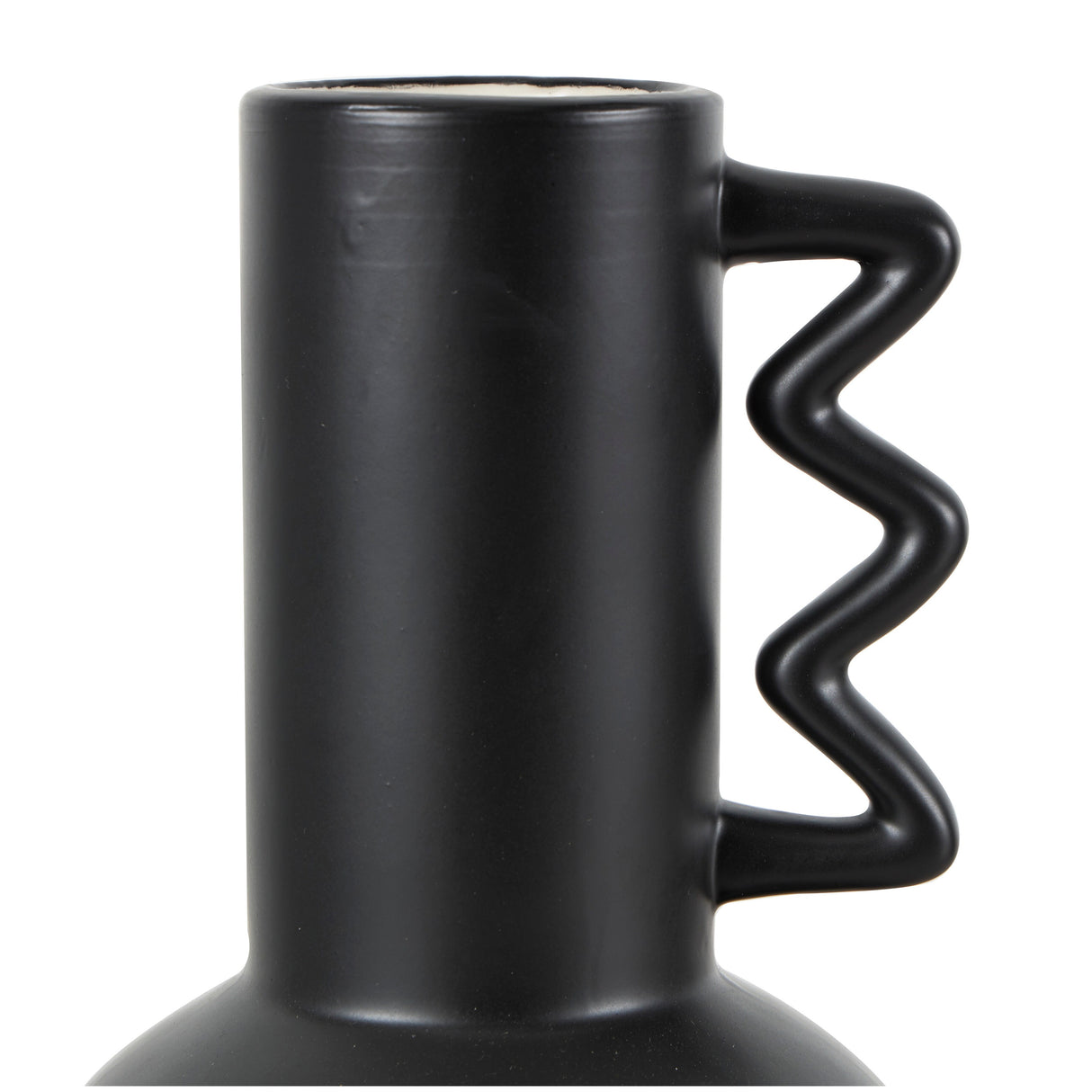 White or Black Ceramic Vase with Varying Shapes and Wavy Handles (Set of 2)