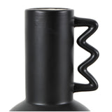 White or Black Ceramic Vase with Varying Shapes and Wavy Handles (Set of 2)