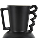White or Black Ceramic Vase with Varying Shapes and Wavy Handles (Set of 2)