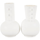 White or Black Ceramic Vase with Varying Shapes and Wavy Handles (Set of 2)