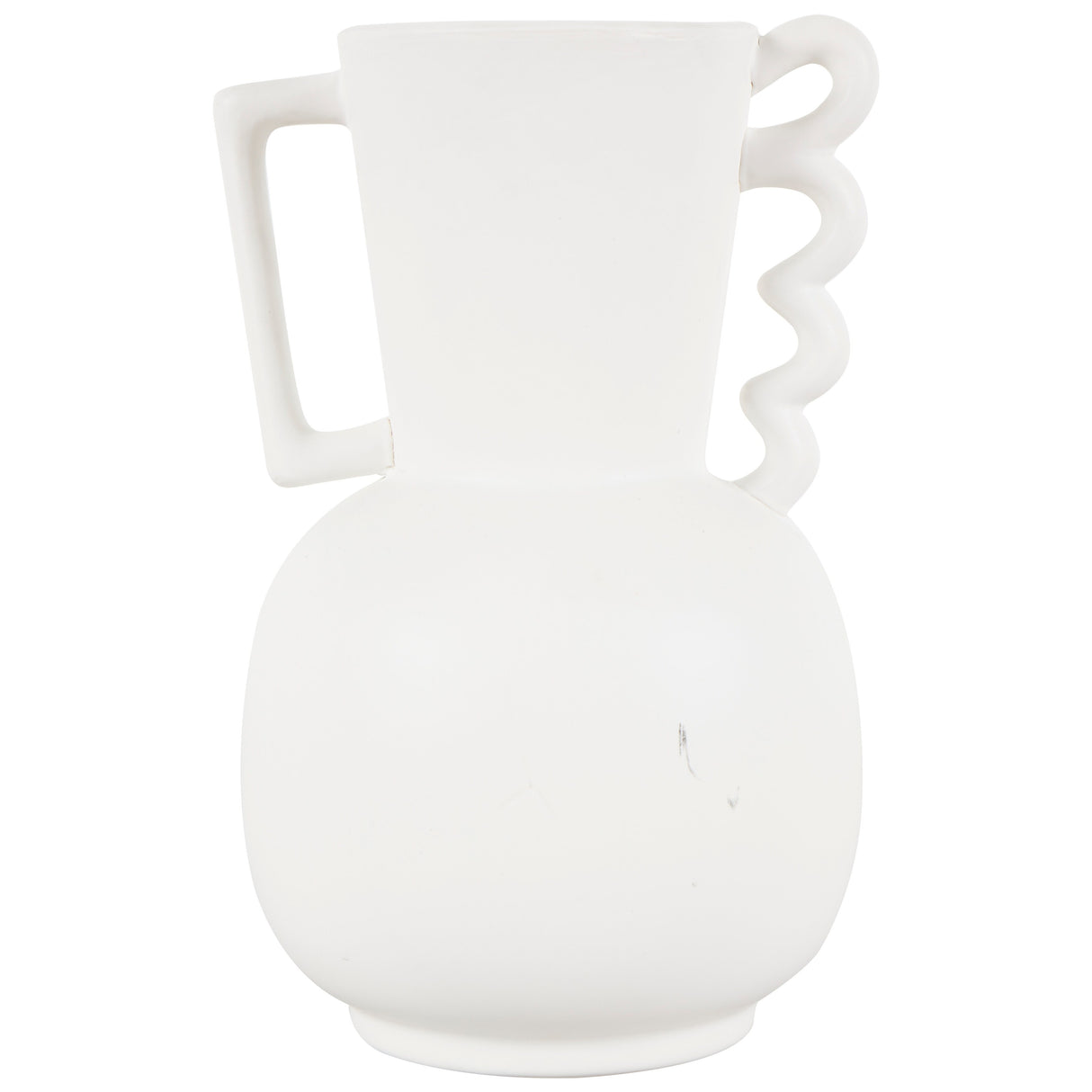 White or Black Ceramic Vase with Varying Shapes and Wavy Handles (Set of 2)