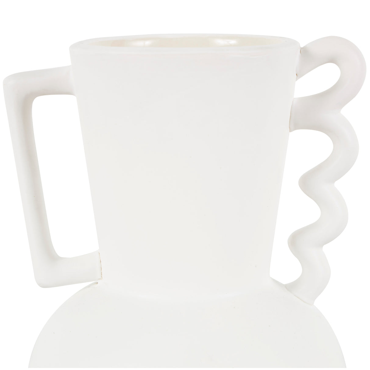 White or Black Ceramic Vase with Varying Shapes and Wavy Handles (Set of 2)